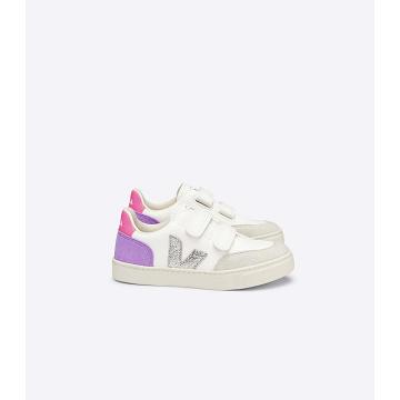 Kids' Veja V-12 CHROMEFREE Shoes White/Purple | ZA 749KOR